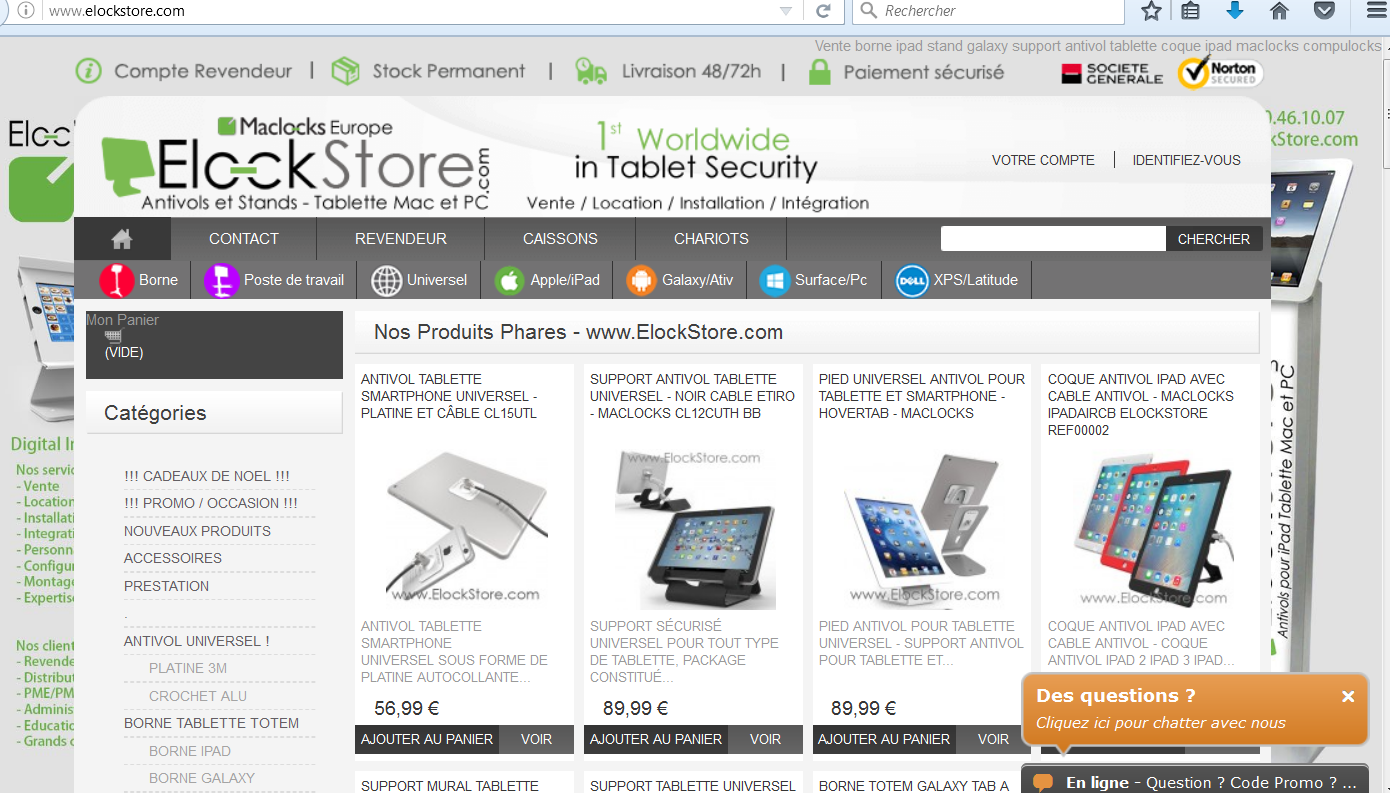 Elockstore : Vente antivol tablette