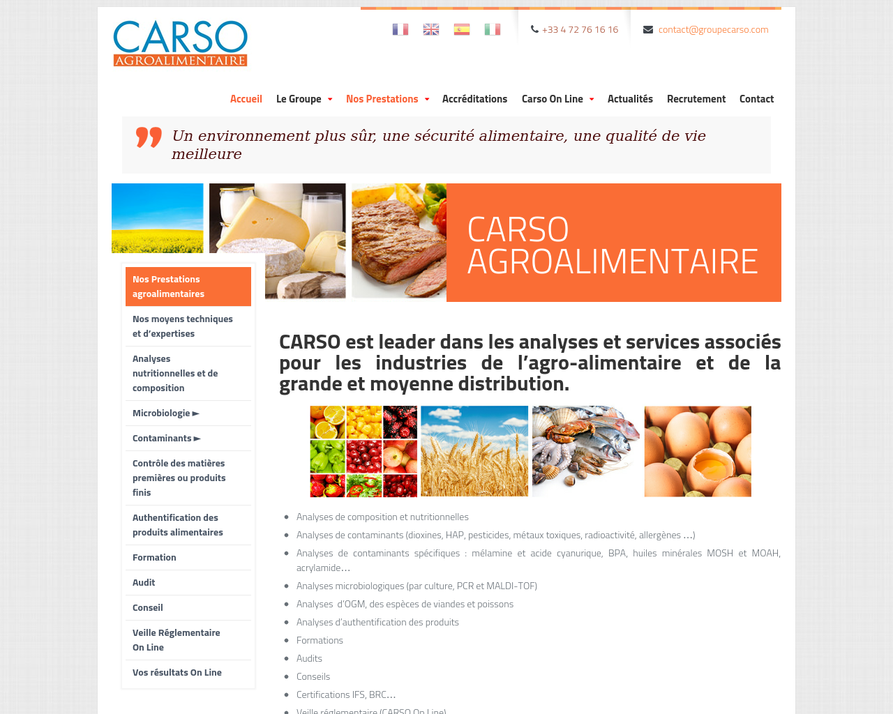 Carso-Agroalimentaire : analyses pour les industries de l’agro-alimentaire