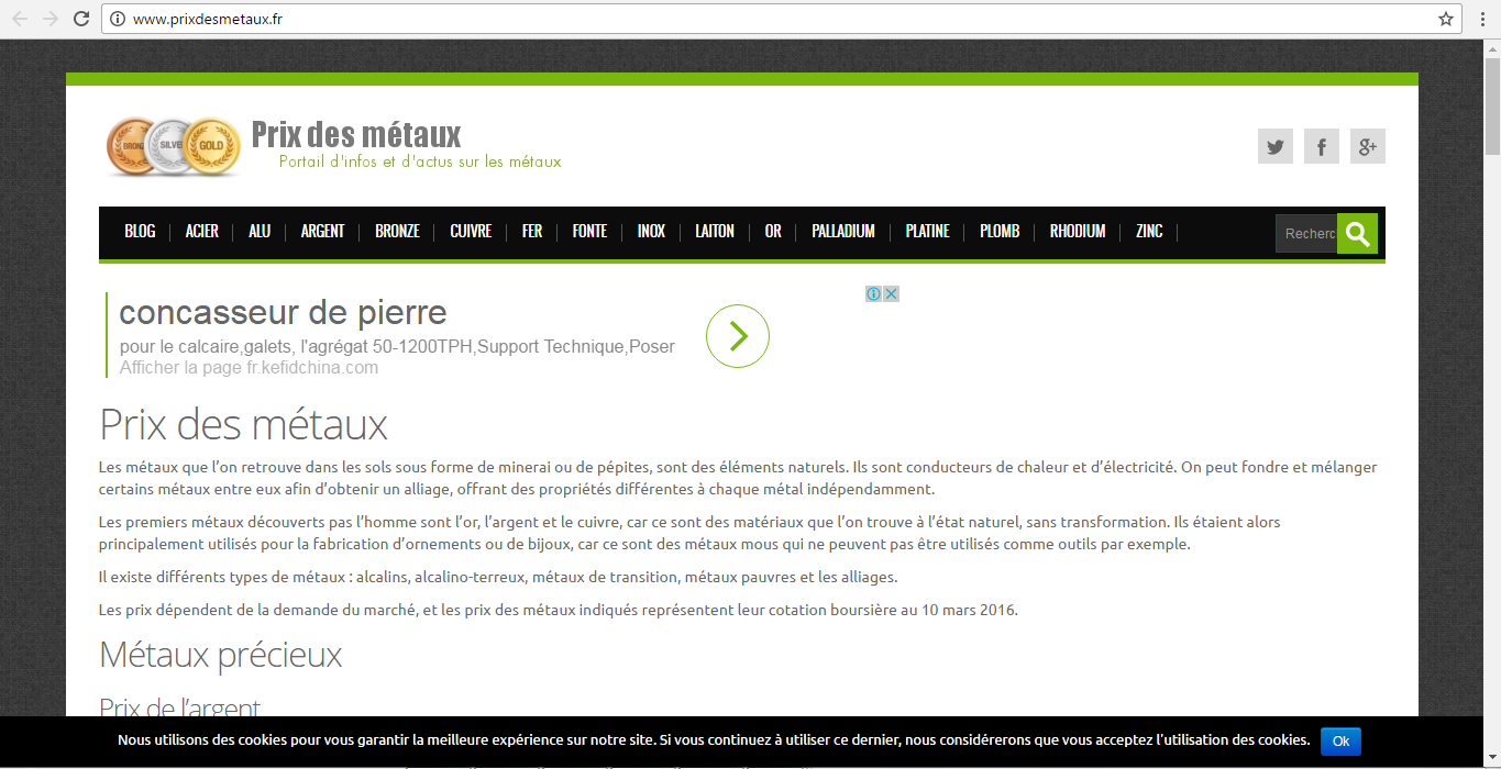 Prixdesmetaux.fr : informations et actualités sur les métaux