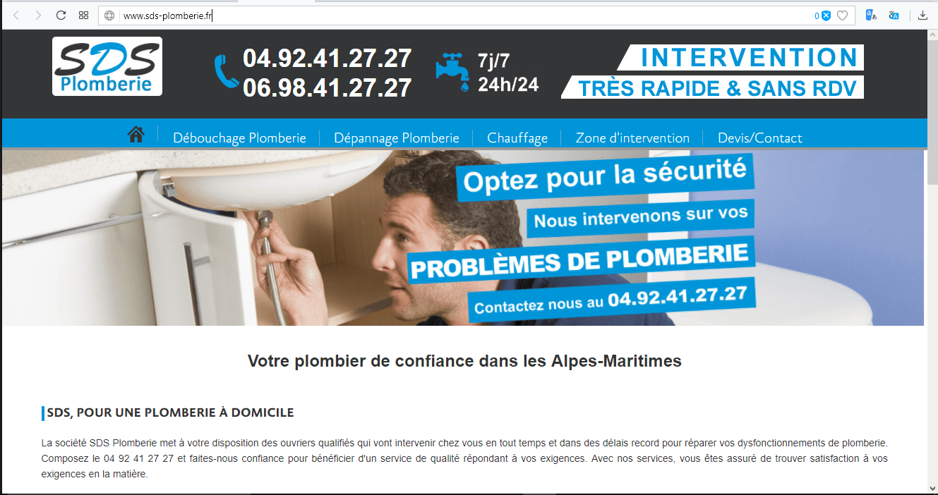 SDS Plomberie : plombier de confiance dans les Alpes-Maritimes