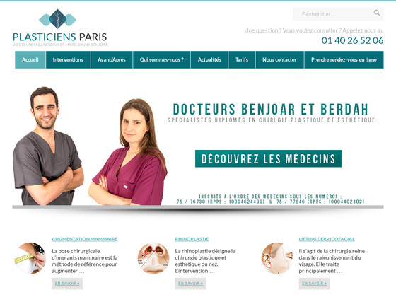 Plasticiens Paris : Docteurs Benjoar et Berdah