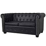 Canapé Chesterfield 2 Places Similicuir Noir